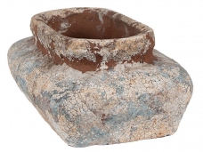 Kvetináč Clayre & Eef terrakota – béžovo-modrý, 27×15×9 cm 