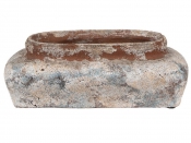 Kvetináč Clayre & Eef terrakota – béžovo-modrý, 22×12×8 cm