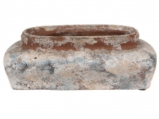 Kvetináč Clayre & Eef terrakota – béžovo-modrý, 22×12×8 cm