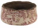 Keramický kvetináč Clayre & Eef Ø 15 cm ružovo-béžový s botanickým vzorom