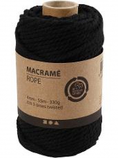 Macramé bavlnený špagát 4 mm - čierny