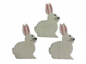 Nalepovaci drevený výrez zajac  4 cm - biely 