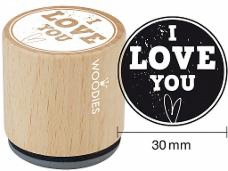 Okrúhla drevená pečiatka - I love  you