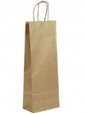 Papierová kraftová taška 14 x 39 cm - hnedá - na víno