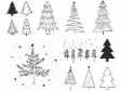 Vianočné drevené pečiatky sada 13 kusov - stromčeky