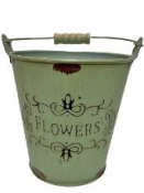 Plechový kvetináč vintage vedierko 12 cm - zelené