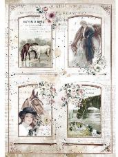 Ryžový papier A4 - Romantické kone - rámčeky