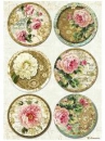 Ryžový papier A4 -  Vintage ruže kruhy