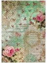 Ryžový papier A4 -  Vintage ruže text