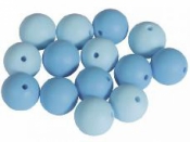 Silikónové korálky 15mm 10ks - svetlé modré