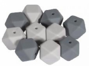 Silikónové korálky hexagon 14mm 10ks - sivé