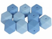 Silikónové korálky hexagon 14mm 10ks - svetlé modré