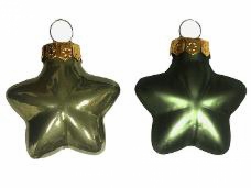 Sklenená vianočná ozdoba hviezda 4 cm - machová zelená lesklá