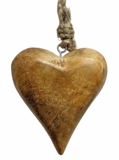 Drevené srdce z mangového dreva, ručne opracované 10×8×3 cm