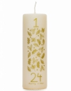 Adventná sviečka krémová so zlatou potlačou 15 cm – sviečka s číslami 1–24