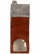 Keramický svietnik v tvare domčeka Clayre & Eef – hnedý so sivou strechou, 10×7×26 cm