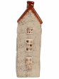 Keramický svietnik v tvare domčeka Clayre & Eef – béžový s hnedou strechou, 12×8×24 cm