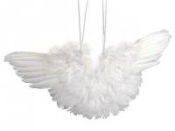 Anjelské krídla z pierok - 11cm - biele 