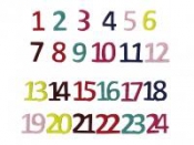 Samolepiace čísla z filcu - adventné - farebné