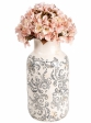 Keramická váza Clayre & Eef – béžovo-sivá s ornamentom, Ø14×26 cm