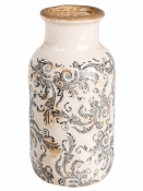 Keramická váza Clayre & Eef – béžovo-sivá s ornamentom, Ø14×26 cm