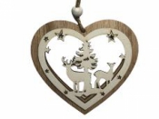 Vianočná drevená ozdoba 9 cm - srdce