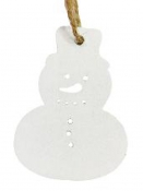 Vianočná drevená ozdoba snehuliak 5 cm - biely