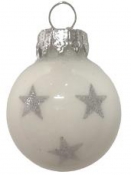 Vianočná sklenená guľa 2,5 cm - biela lesklá 