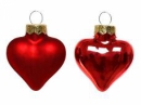 Sklenená vianočná ozdoba srdce 4 cm - červené lesklé