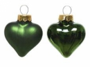 Sklenená vianočná ozdoba srdce 4 cm - zelené lesklé