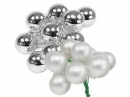 Vianočná sklenená guľa - zápich 3 kusy - biela perleť matná