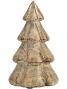 Drevený vianočný stromček z mangového dreva 21 cm – prírodná dekorácia 