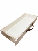 Drevený podnos šuflík s kovovou rúčkou - vintage biely