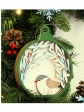 Drevená dekorácia vianočná guľa 17 cm - vtáčik červienka