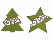 Drevený výrez hviezda 4 cm - zelená