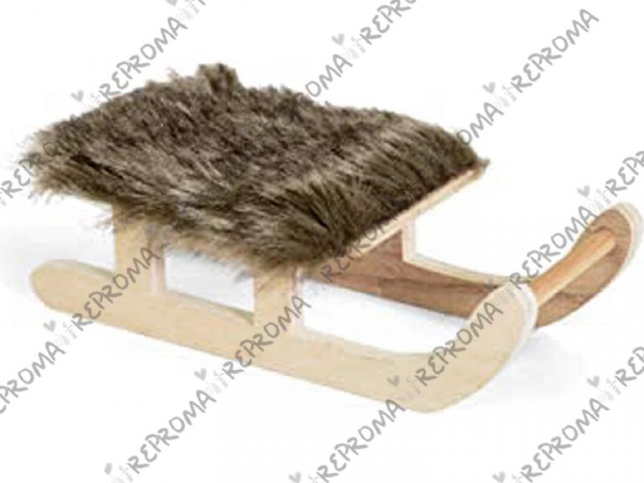 Drevené sane 20 cm s kožušinou