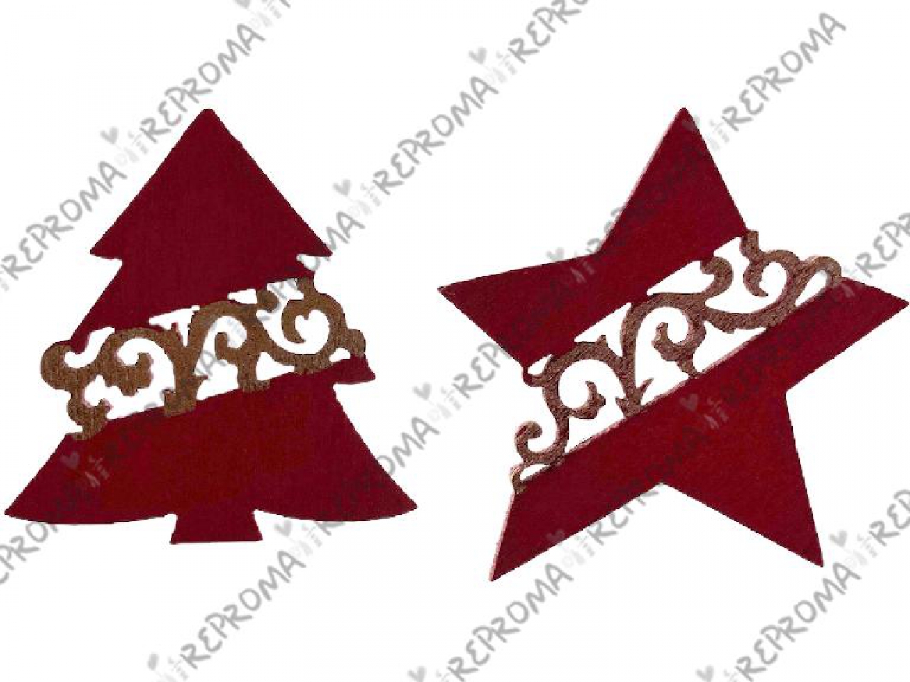 Drevený výrez hviezda 4 cm - červená
