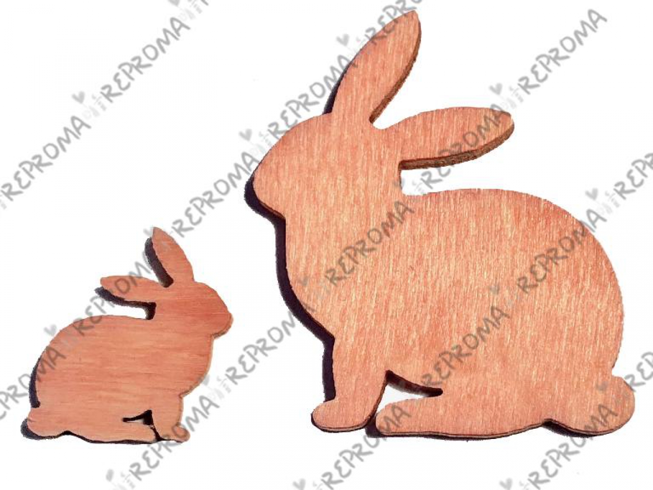 Drevený výrez zajac 2cm - lososový