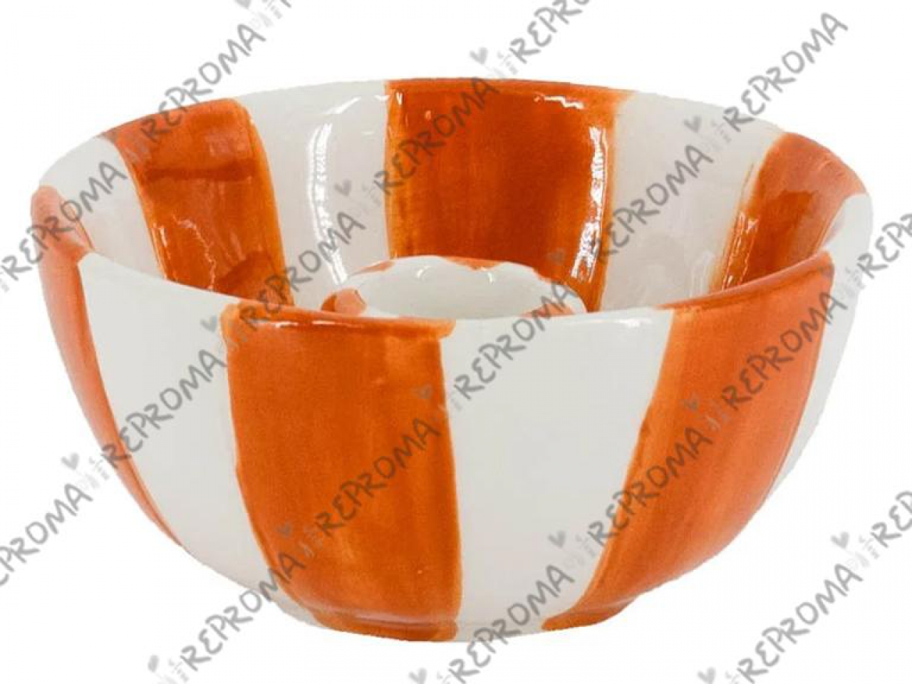 Keramický svietnik na kónická sviečku 10 cm - oranžové pruhy