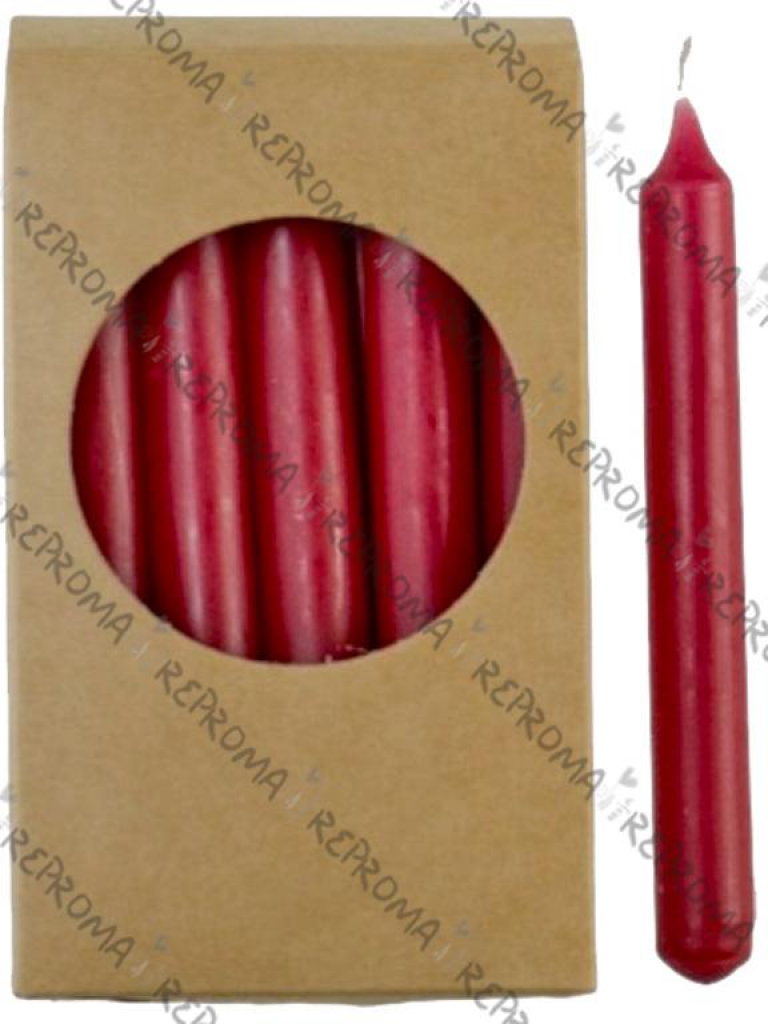 Kónická sviečka tenká 10 cm - vianočná červená