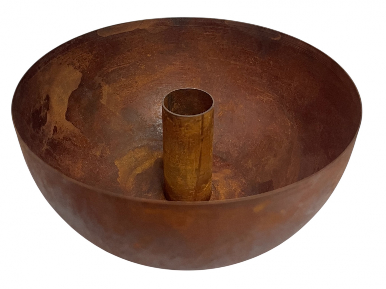 Kovový svietnik miska 15 cm – korténový hrdzavý efekt
