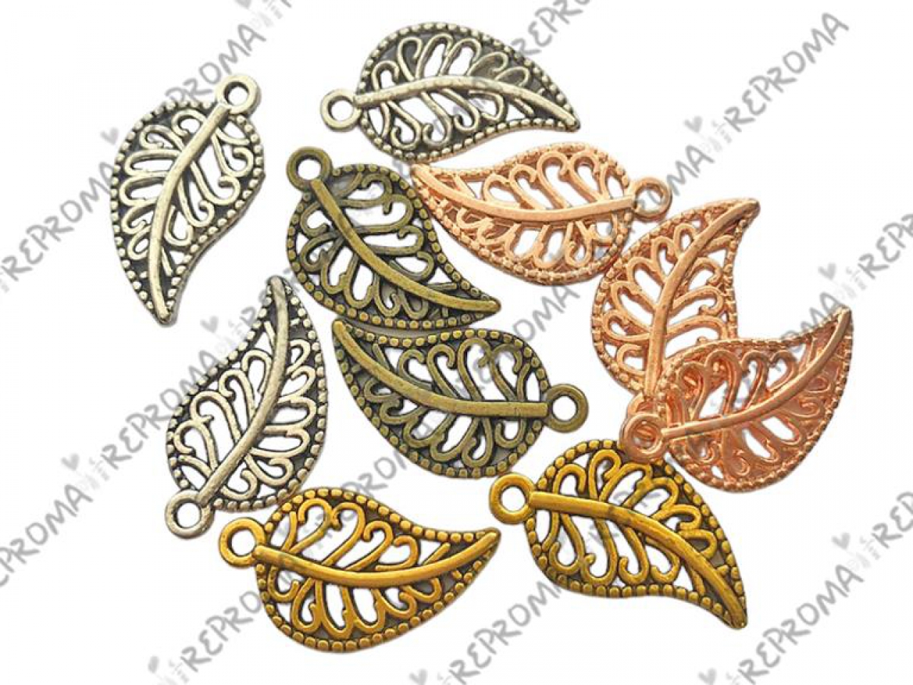 Kovový prívesok lístok - ružové zlato