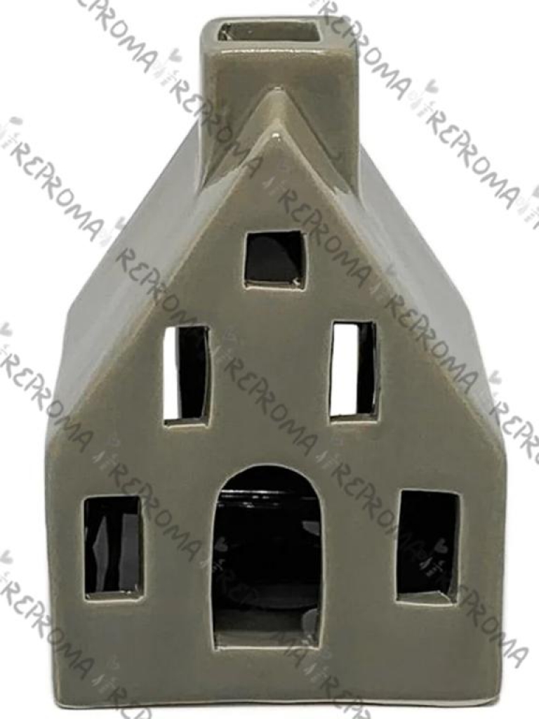 LED keramický svietnik domček 12 cm