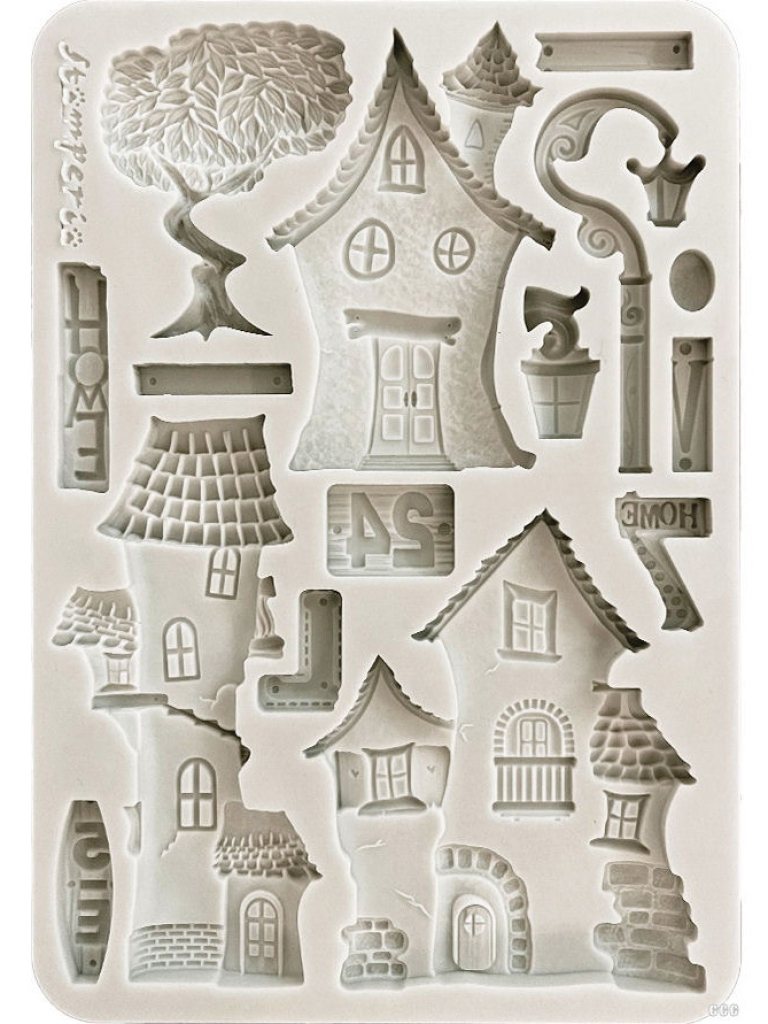 Silikónová odlievacia forma Stamperia A5 - veselé domčeky