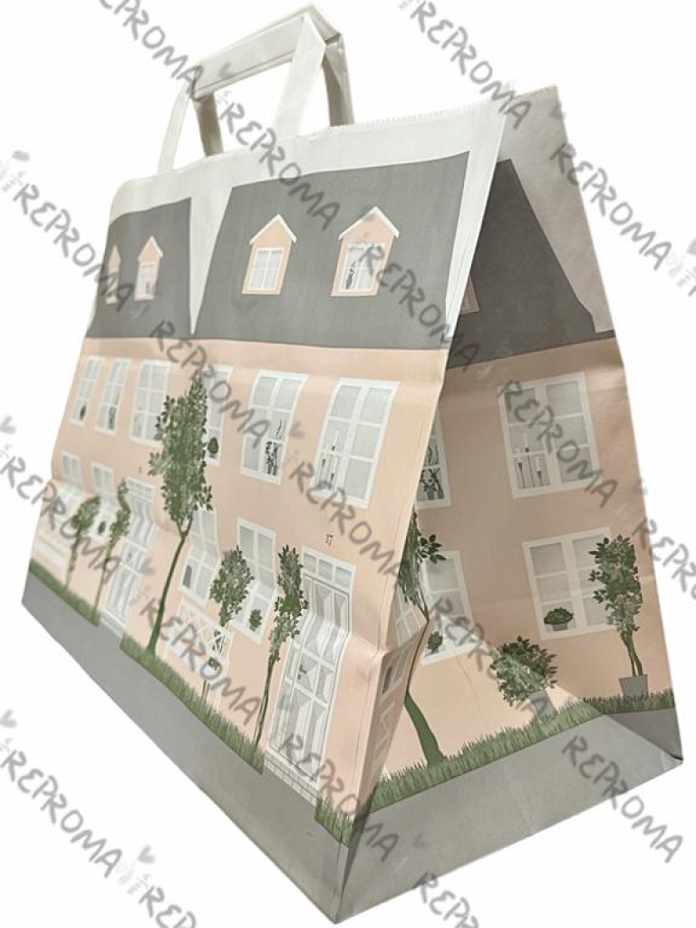 Papierová taška 35x26 cm - domček