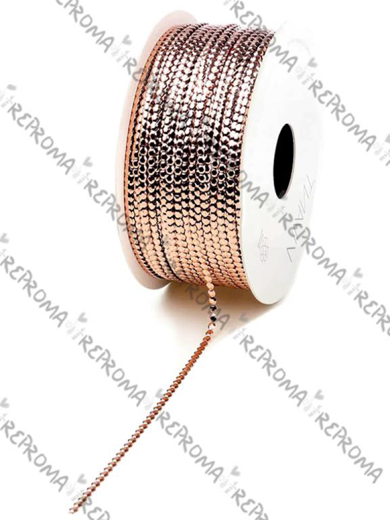 Plochá metalická stuha 3 mm - ružové zlato