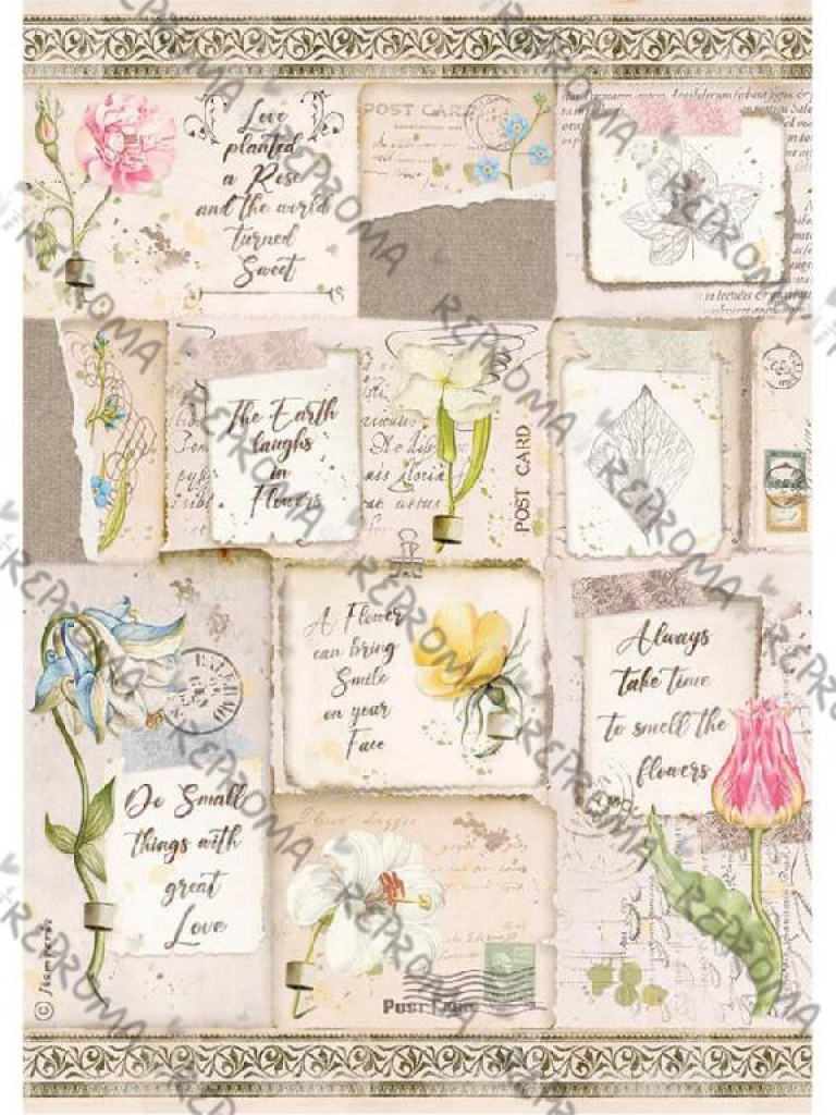 Ryžový papier A4 - Vintage kvety